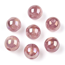 Roja India Cuentas de resina translúcida, perlas de brillo, rondo, piel roja, 8x7.5 mm, agujero: 1.8 mm
