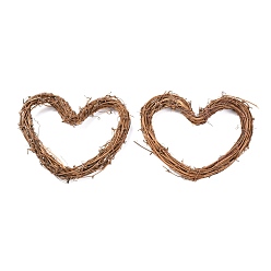 Цвет Древесины Форма сердца ротанг лоза ветка венок обруч, для поделок пасха рождественская вечеринка декоры, деревесиные, 14~14.5x15~15.5x1.5~1.8 см, Внутренний диаметр: 7 cm