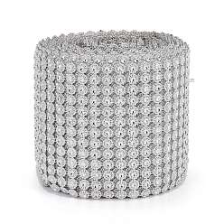 Silver 13 Rows Plastic Diamond Mesh Wrap Roll, Rhinestone Crystal Ribbon, for DIY Wedding Party Favors Decorations Craft, Silver, 123x2mm