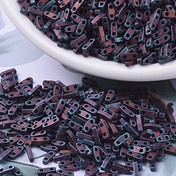 (QTL2005) Матовый Металлический Темный Малиновый Ирис Миюки четверть бусины тила, японский бисер, 2-луночное, (qtl 2005) матовый ирис с малиновым оттенком, 5x1.2x1.9 мм, Отверстие : 0.8 мм , около 2400 шт / 50 г