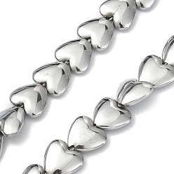 с Платиновым Покрытием Гальванические нити из синтетических немагнитных гематитовых бусин, долговечный, сердце, с покрытием платиным, 11~12x11~12x4~4.5 мм, отверстие : 1~1.2 мм, около 35~40 шт / нитка, 14.57~16.54 (37~42 см)