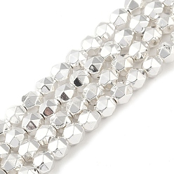 с Покрытием Серебра Гальванические нити из синтетических немагнитных гематитовых бусин, звезды вырезать круглые бусы, граненые, со серебряным покрытием, 6x6x6 мм, отверстие : 1 мм, около 67 шт / нитка, 16.14'' (41 см)