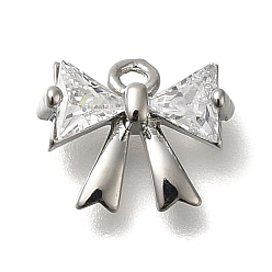 Платина Латунь с микропокрытием, без кадмия, без никеля и без свинца, долговечный, бантом, платина, 9x10.5x3 мм, отверстие : 1.4 мм