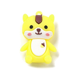 Yellow PVC 3D Plastic Pendants, for Key Chain Bag Hanging Ornaments, Dog, Yellow, 48x32x19mm, Hole: 2mm