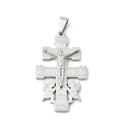 Нержавеющая Сталь Цвет 304 подвески из нержавеющей стали, религия Иисус крест амулеты, не тускнеет, цвет нержавеющей стали, 49x29x6 мм, отверстие : 8x5 мм