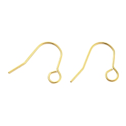 Golden 304 Stainless Steel Earring Hooks, Ear Wire with Horizontal Loop, Golden, 20 Gauge, 24x29x1mm, Hole: 5mm, Pin: 0.8mm