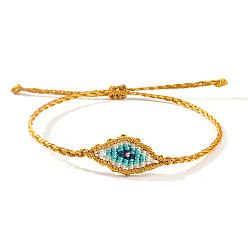 (932FM) Темно-синий аква-матовый с подкладкой Регулируемые плетеные браслеты из полиэстерового шнура от сглаза для мужчин и женщин, темно-золотистые, внутренний диаметр: 11 дюйм (28 см)