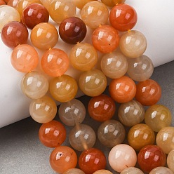 Golden Silk Jade Нити натуральных золотых шелковых нефритовых бусин, гладкий круглый, 12~12.5 мм, отверстие : 1.5 мм, около 30~34 шт / нитка, 14.76~15.75'' (37.5~40 см)