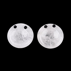 Quartz Crystal Natural Quartz Crystal Thumb Worry Stone, for Healing Reiki Stress Relief, Flat Round Shape, 39~40x12~15mm
