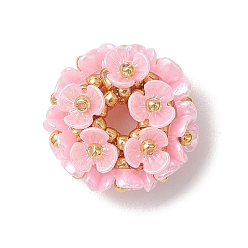 Бледно-Розовый Смола имитация жемчуг бисер, цветок, с бисерными бусинами, розовый жемчуг, 19.5~20x11 мм, отверстие : 5~5.5 мм