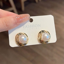 Круглые Женские серьги с искусственным жемчугом, с 925 стерлинговым серебром, круглые, 24x10 мм