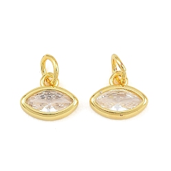 Clear Brass Pave Cubic Zirconia Charms, Horse Eye Charms, Single Stone Charms, Long-Lasting Plated, Rack Plating, Cadmium Free & Lead Free, Golden, Clear, 8x9.5x2.5mm, Hole: 3.5mm