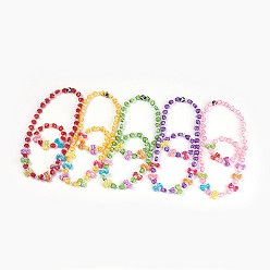 Gemischte Farbe Acrylperlen Kinder Schmucksets, Stretch Armbänder & Halsketten, bowknot und Herz, Gemischte Farbe, 1-5/8 Zoll (4.3 cm), 19.29 Zoll (49 cm)