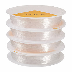 Claro 4 rollos de hilo elástico de cristal redondo, para pulseras, joyería de piedras preciosas, fabricación de abalorios, artesanía, Claro, 0.5 mm, aproximadamente 16.4 yardas (15 m) / rollo