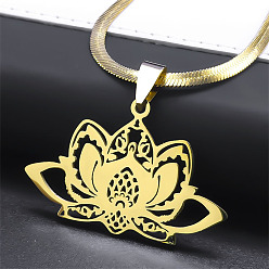 Золотой 201 полые подвески-цветки лотоса из нержавеющей стали, золотые, 15.94 дюйм (40.5 см)