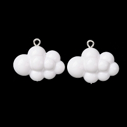 Белый Непрозрачные акриловые подвески, облако прелести, с платиновыми тоновыми железными петлями, белые, 21.5x26.5x12.5 мм, отверстие : 1.5 мм