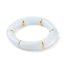 Weiß Stretcharmbänder aus Acrylrohr mit Perlen, mit Messing-Perlen, light cyan, Innendurchmesser: 2-1/8 Zoll (5.5 cm)