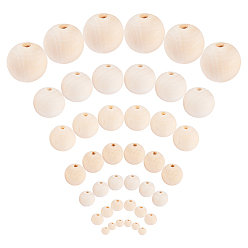 Дерево Незаконченные деревянные бусы, натуральные деревянные свободные шарики, круглые, 8x7 мм, отверстие : 2~3 мм