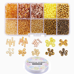 Mixed Color DIY Jewelry Making Kits, Including 12/0 Glass Seed Beads, Glass Bugle Beads, ABS Plastic Beads, Polymer Clay Beads, Crystal Thread, Mixed Color, Beads: 5380pcs/set