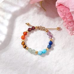 Разноцветный Регулируемые кольца с драгоценными камнями для женщин, красочный, внутренний диаметр: 16.5~25 мм