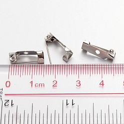 Platinum Iron Brooch Findings, Back Bar Pins, with One Hole, Platinum, 15x5x4.5mm, Hole: 1.8mm
