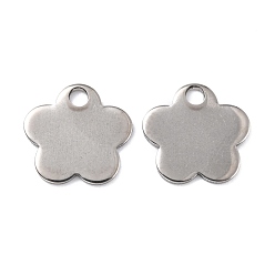 Нержавеющая Сталь Цвет Устойчивые к потускнению 201 подвески из нержавеющей стали, цветок, цвет нержавеющей стали, 11.5x12x0.8 мм, отверстие : 1.8 мм