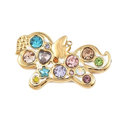 Единорог 304 эмалированная нержавеющая сталь с подвесками из стразов, вакуумное покрытие pvd, реальный 18 k позолоченный, единорог, 30.5x48x5.5 мм, отверстие : 1.8 мм