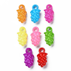(52) Непрозрачная лаванда Непрозрачные подвески из акрила на осеннюю тематику, винограды, разноцветные, 20x11x7 мм, отверстие : 3 мм, Около 1050 шт / 500 г