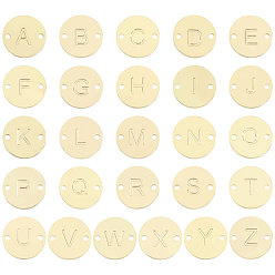 Letter A~Z 26 шт. 26 стили из нержавеющей стали соединительные подвески, диск с буквенными ссылками, золотые, Письмо ~ Z, 12x1 мм, отверстие : 1.2 мм, 1 шт / стиль