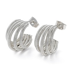 Platinum Brass Multi Line Claw Stud Earring for Woman, Platinum, 17x9mm