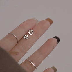 Цветок Сплав серьги для женщин, с 925 стерлинговым серебром, цветок, 14.5 мм