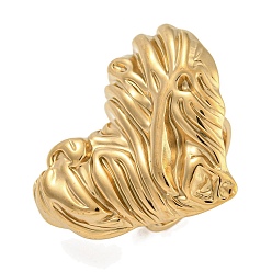 Золотой 304 кольцо из нержавеющей стали для женщин, сердце, золотые, 27x32.5 мм, размер США 6 (16.5 мм)