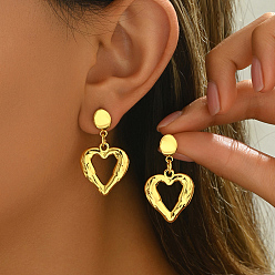 Сердце 201 серьги-гвоздики в стиле ретро из нержавеющей стали, золотые, сердце, 36x22 мм