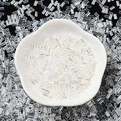 Clear Glass Round Bugle Beads, Transparent Colours, Tube, Clear, 3.5~3.8x2~2.5mm, Hole: 1.2mm
