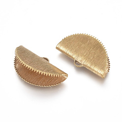 Brut (Non-plaqué) Extrémités de sertissage de ruban de laiton, brossé, demi-tour, brut (non plaqué), 25x14x8~9mm, Trou: 3x1.5mm