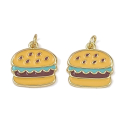 Hamberger Латунь эмаль подвески, с целью перехода в кольце, долговечный, без кадмия и без свинца, стойки покрытие, реальный 18 k позолоченный, гамбургер, 17x17x2.5 мм, отверстие : 3 мм
