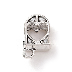 Antique Silver Tibetan Style Alloy Tube Bails, Loop Bails, Hanger Links, Heart, Antique Silver, 14x9x7mm, Hole: 2mm, Inner Diameter: 5mm, 260Pcs/500g