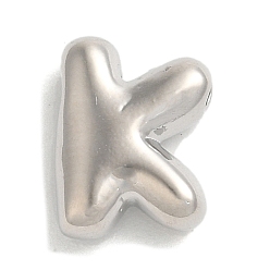 Letter K Brass Pendants, Long-Lasting Plated, Platinum, Letter K, 10x7.5x3.5mm, Hole: 1.2mm