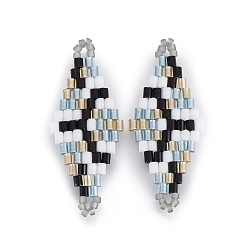 Гейнсборо Японский бисер miyuki & toho ручной работы ссылки, Ткацкий станок, ромб, светло-серые, 32.5~33x12.6~13x1.7~1.8 мм, отверстие : 1.2~1.4 мм