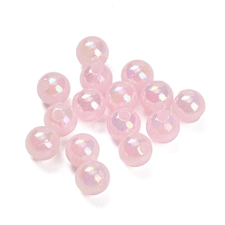 Pink Пластиковые шарики, круглые, с покрытием AB цвета, розовые, 8 мм, отверстие : 2.5 мм, Около 2083 шт / 500 г