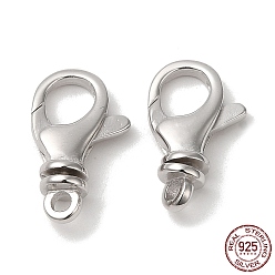 Platinum Anti-Tarnish Rhodium Plated 925 Sterling Silver Lobster Claw Clasps, with 925 Stamp, Platinum, 16x10x5mm, Hole: 1.8mm