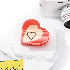 Оранжево-Красный Заколки для волос в форме когтей из ацетата целлюлозы, аксессуары для волос для женщин и девочек, сердце, оранжево-красный, 59x54 мм