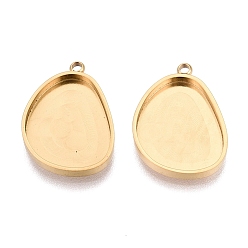 Real 18K Gold Plated 304 Stainless Steel Pendant Cabochon Component, Nuggets, Ion Plating(IP), Real 18K Gold Plated, Tray: 16.5x13mm, 20x14.5x2mm, Hole: 1.5mm