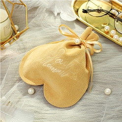 Кукурузный Шелк Бархатные сумки для конфет в форме сердца на шнурке, мешочки с золотым тиснением и надписью «Сладкий момент» для свадебной вечеринки, цвет колоса кукурузы, 12x9 см