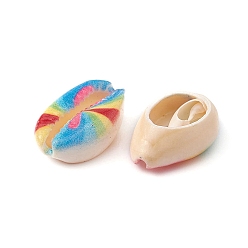 (52) Непрозрачная лаванда 20 бусины из натуральной раковины каури с принтом, нет отверстий / незавершенного, с рисунком радуги, разноцветные, 18~22x13~14x6~8 мм