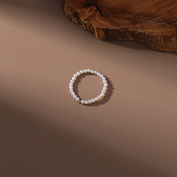 Белый Натуральный жемчуг палец палец для женщин, белые, внутренний диаметр: 16 мм