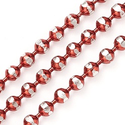 Red 304 Stainless Steel Ball Chains, with Spool, Red, 2mm, about 32.8 Feet(10m)/roll