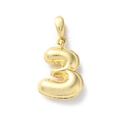 Настоящее золото 18K Латунные подвески, числовые прелести, стойки покрытие, долговечный, без свинца и без кадмия, реальный 18 k позолоченный, 14.5x10.5x3.5 мм, отверстие : 4x2.5 мм