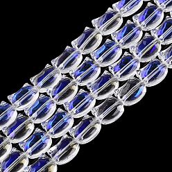 Blau Galvanisieren Glasperlen, ab Farbe plattiert, Katzenform, Blau, 8x10x5 mm, Bohrung: 1 mm, ca. 65 Stk. / Strang, 24.41'' (62 cm)