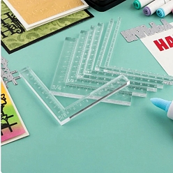 Clear 7Pcs Acrylic L Rulers, Locating Ruler, for DIY Scrapbooking, Clear, 108x108x8mm